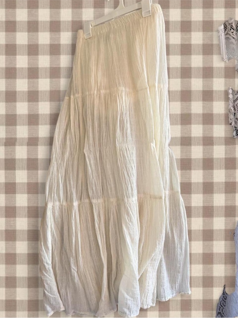 Princess Polly Cream Tiered Maxi Skirt